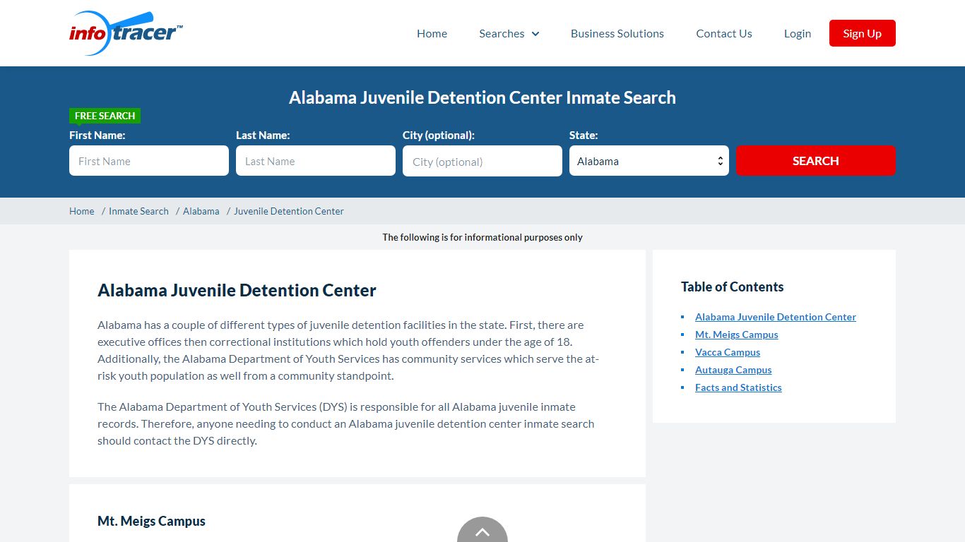 Alabama Juvenile Detention Centers Inmate Records Search - InfoTracer